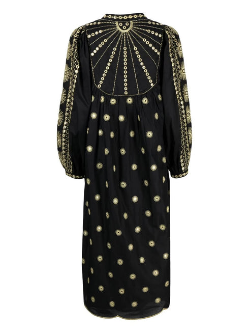 SUN EMBROIDERED MIDI DRESS