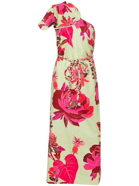 FRESH GARDEN GREEN ONE SHOULDER MAXI DRESS