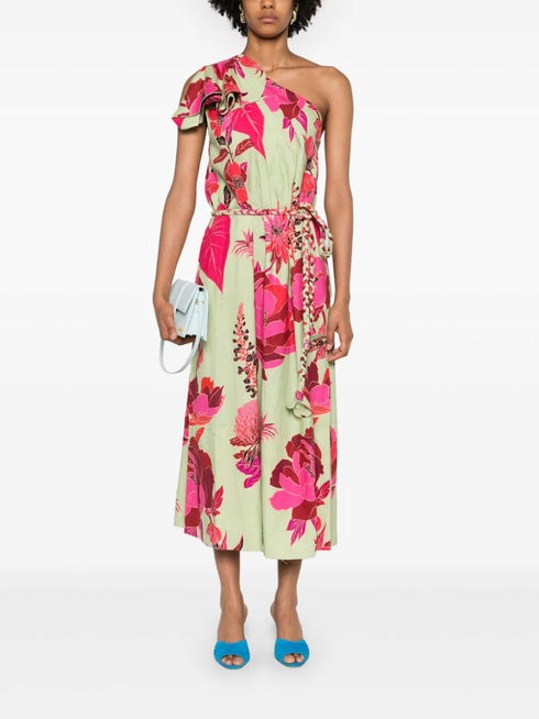 FRESH GARDEN GREEN ONE SHOULDER MAXI DRESS