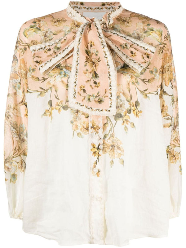 Chintz Tie Neck Blouse