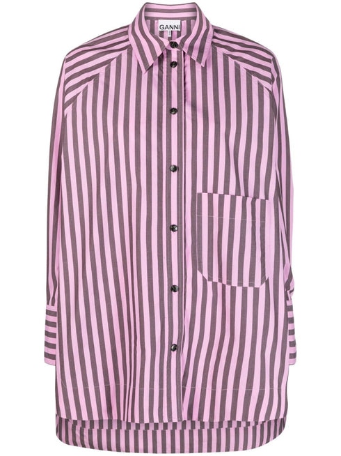 Stripe Cotton Oversize Raglan Shirt