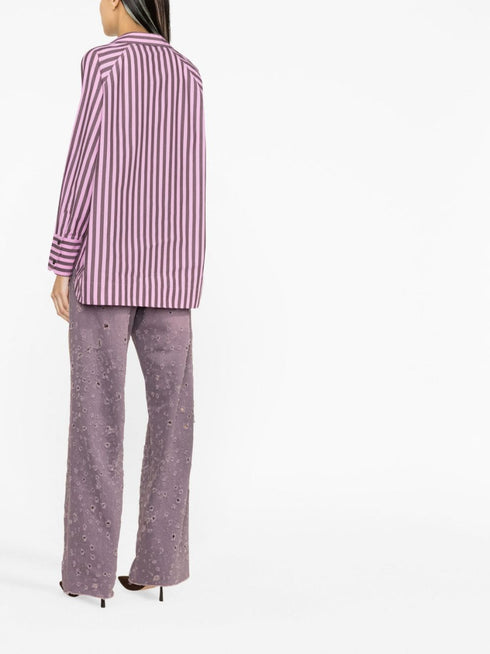 Stripe Cotton Oversize Raglan Shirt