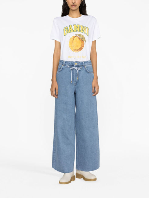 Heavy Denim Wide Drawstring Jeans