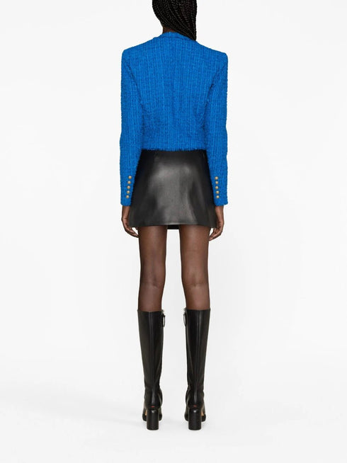 COLLARLESS TWEED CROPPED JACKET