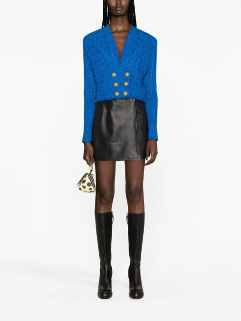 COLLARLESS TWEED CROPPED JACKET