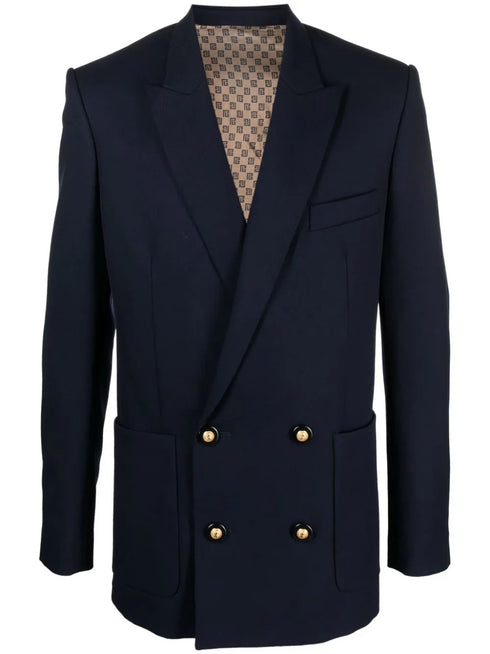 TWILL DB BLAZER JACKET W/ MONOGRAM LINING